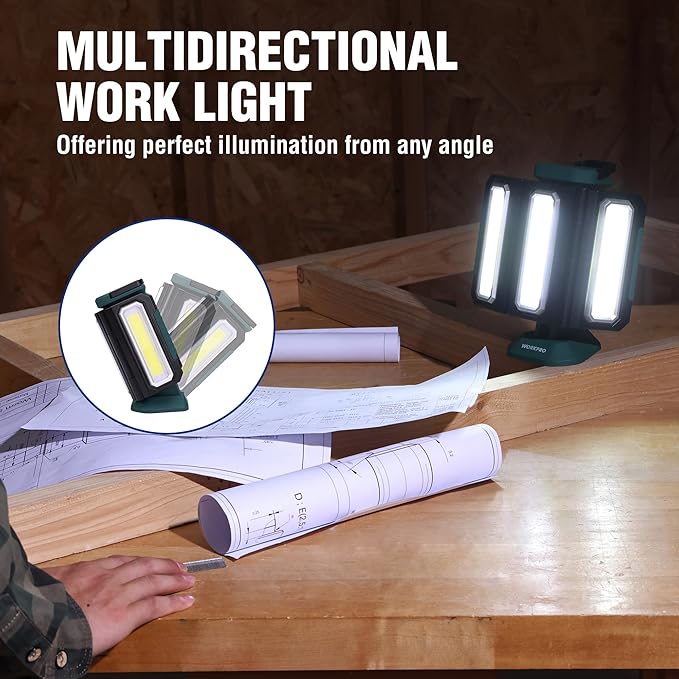 WORKPRO Rechargeable USB-C LED Work Light, Foldable Magnetic Light - Image 3