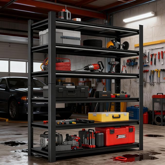 Adjustable 6-Tier Garage Shelving, Heavy Duty Steel Storage Rack, High Load - Image 5