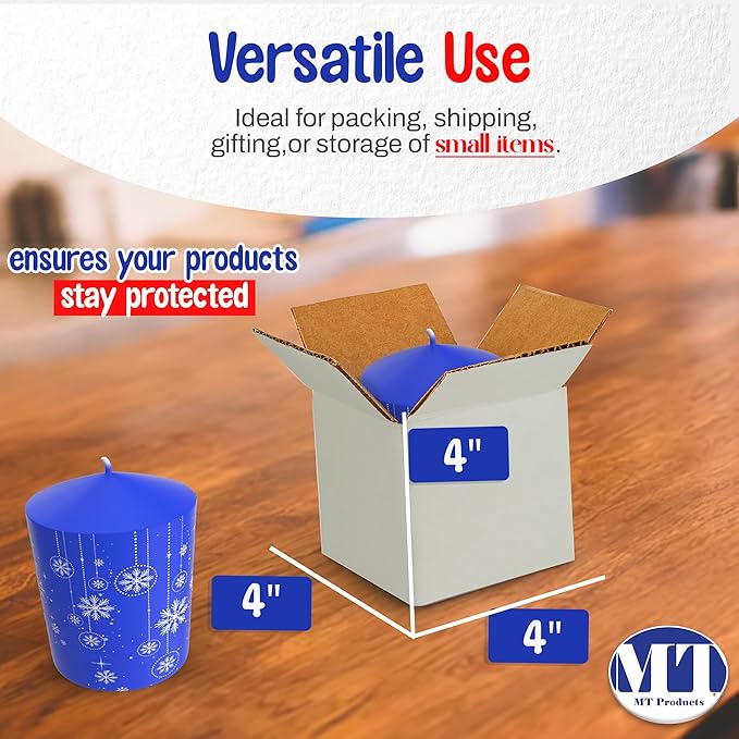 MT Products 4" x 4" x 4" Corrugated White Cardboard Shipping Boxes - Image 2