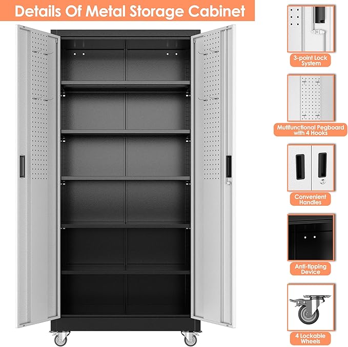 Aobabo Upgrade 71H''*34''W*18''D Metal Garage Storage Cabinet - Image 4