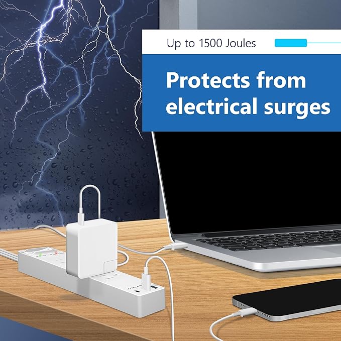 LIDER Outlet Extender with 4 Receptacles, USB Type-A and 2 USB Type-C, - Image 3