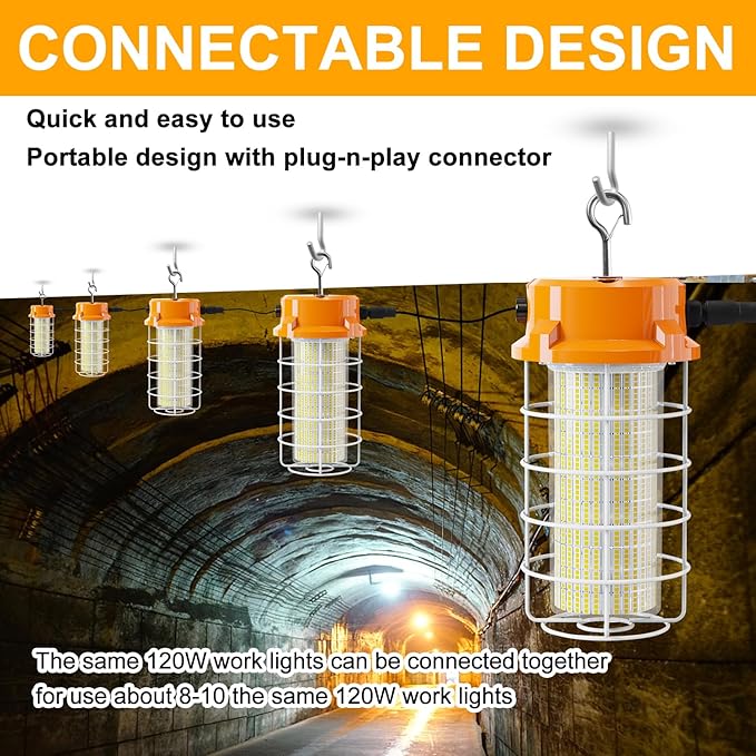 120W LED Temporary Work Light 18000LM Construction Lights 5000K Led Work Light - Image 3