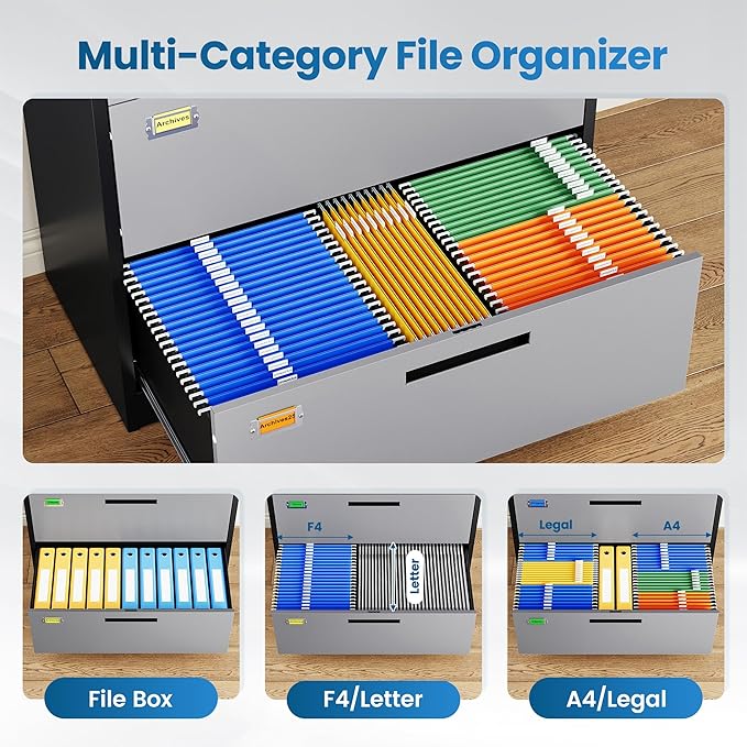 3 Drawer File Cabinet, Lateral Filing Cabinets - Image 3