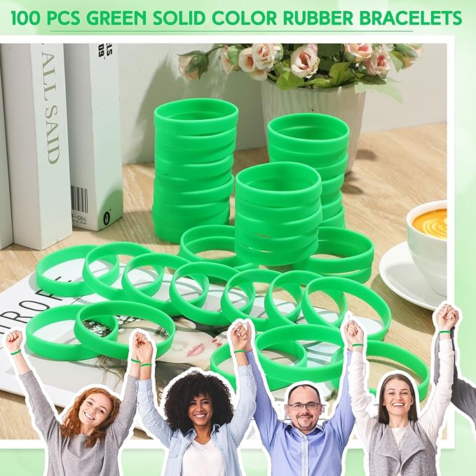 Liliful 100 Pcs Silicone Rubber Wristbands Rubber Wristband Bracelet Bands - Image 6