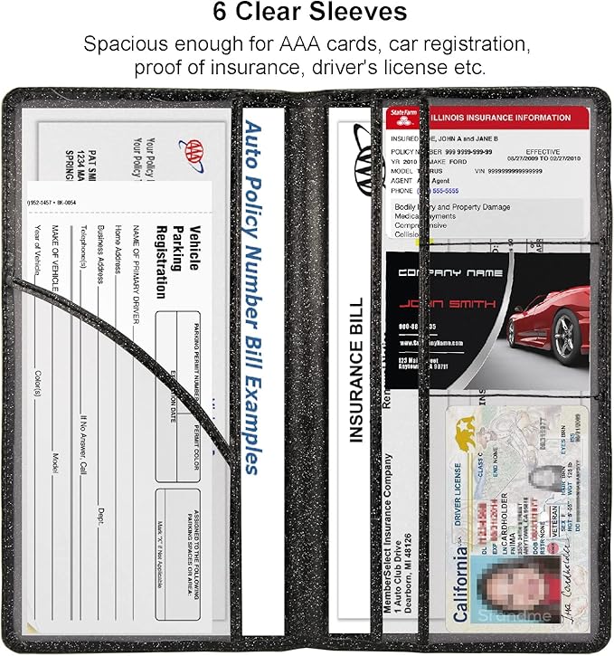 Car Registration and Insurance Holder, Leather Magnetic Shut Vehicle Glove Box - Image 3