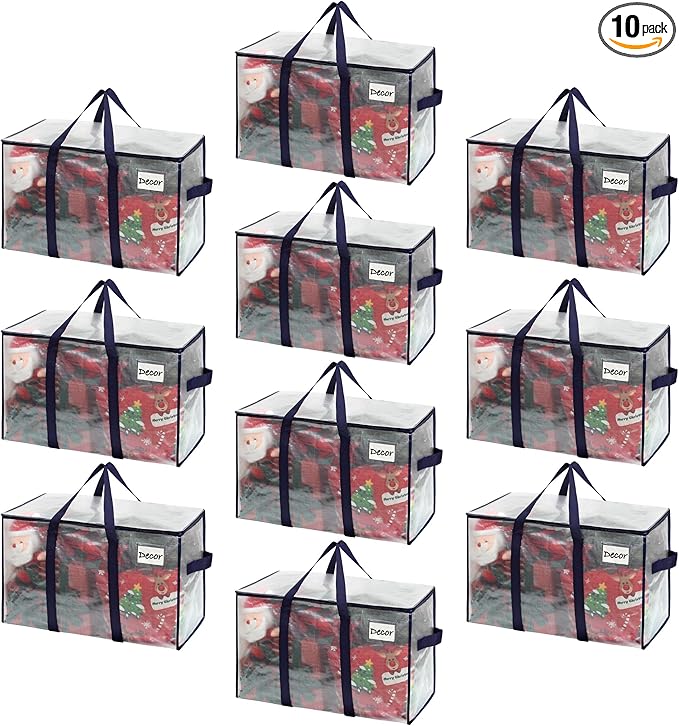 VENO 10 Pack Moving Bags and Large Christmas Storage Bins by Veno