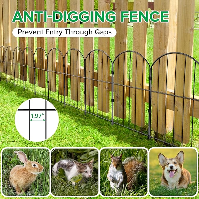 VANCASTLE Decorative Garden Fence Outdoor, 19 Panels Rustproof Metal Landscape - Image 4