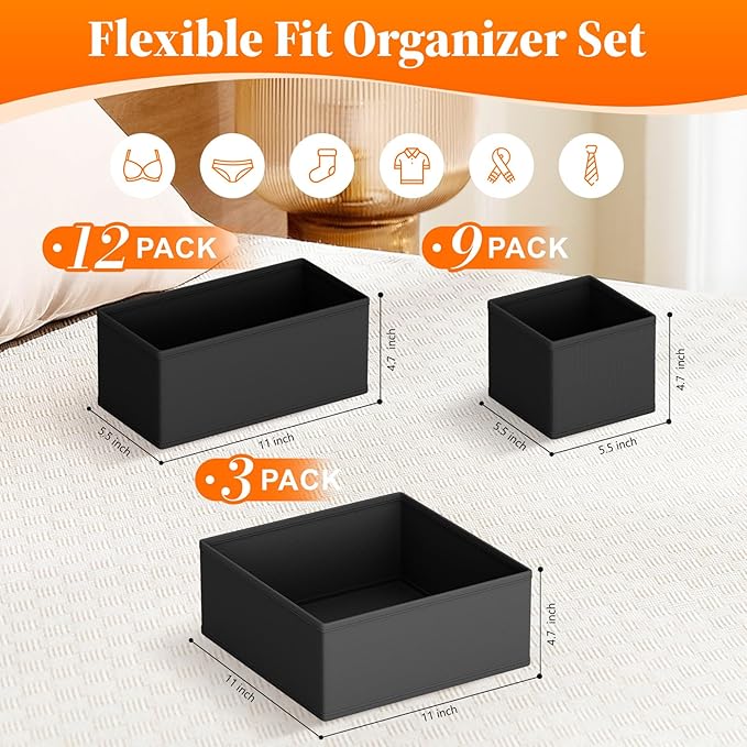 Drawer Organizer Clothes, 24 Pack Drawer Organizers and Underwear Organizer - Image 3