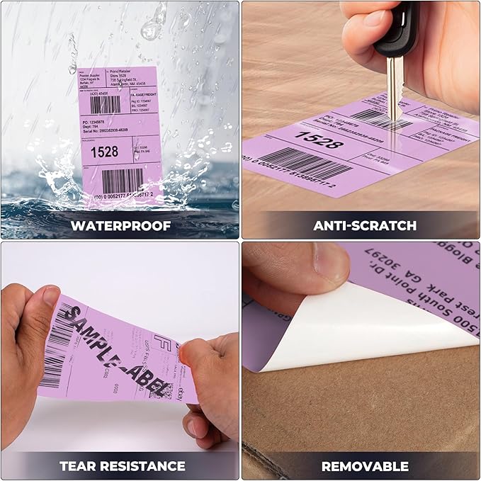 Purple Thermal Labels 3 × 5 Inch Vinyl Self-Adhesive Fanfold Direct Shipping - Image 6