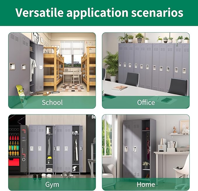72" Tall Employee Locker with Shelves and Hooks 3 Doors Steel Sports Locker - Image 5