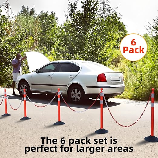 6 Pack 39 Inch Red Traffic Delineator Posts - Image 8