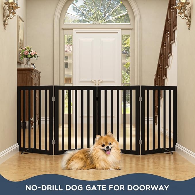 Homykic Bamboo Freestanding Dog Gate, No Assembly Pet Gate Indoor, 24”H x 75”W - Image 2