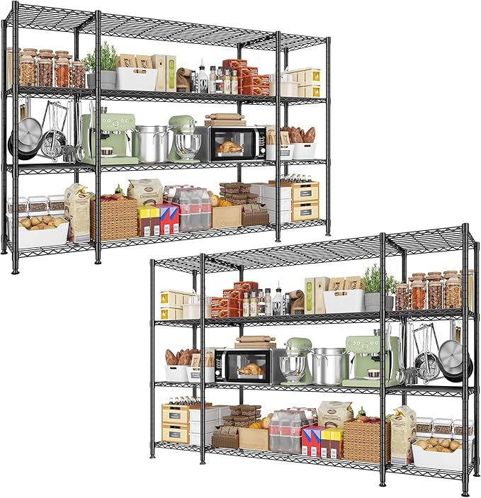 REIBII 78.4''W Wire Shelving Storage Shelves Unit Load 1500LBS, 4 Tier Metal by REIBII