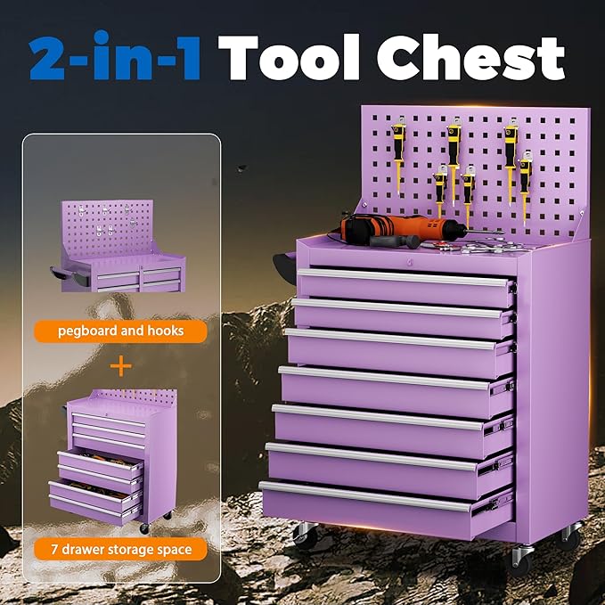 INTERGREAT 7 Drawers Rolling Tool Box - Image 5
