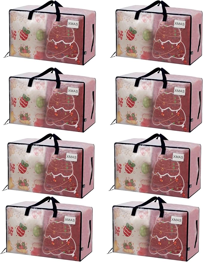 VENO 8 Pack Moving Bags and Large Christmas Decoration Storage Bins by Veno
