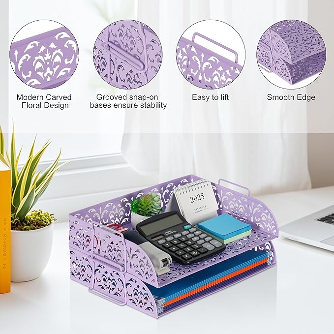 EasyPAG Paper Organizer for Desk 2 Tier Stackable Paper Tray for A4 Legal Size - Image 4