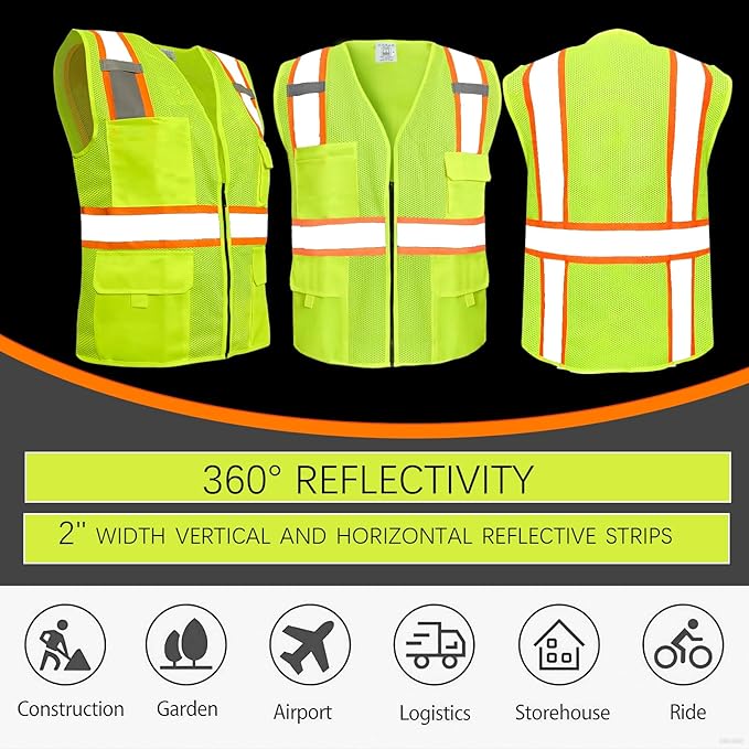 BeautyWill Custom Safety Vest Customized Logo Class 2 High Visibility - Image 5