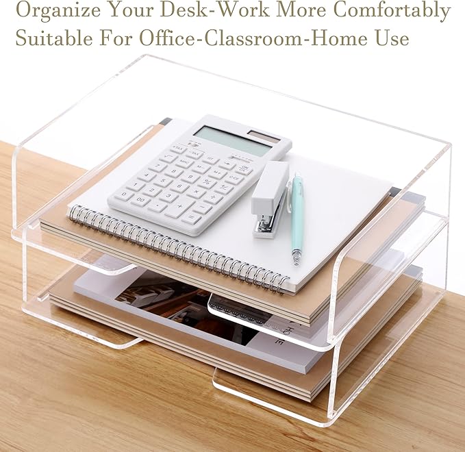 Acrylic Paper Tray Desk Organizers and Office Suplies Document Storage Enlarged - Image 5