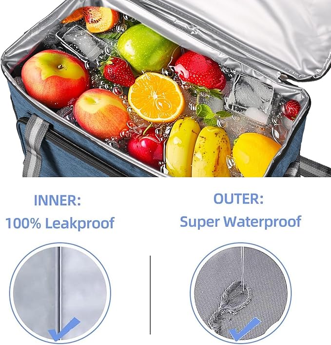 iknoe Large Cooler Bag Collapsible, 24L Insulated Bags, Leakproof Lunch Cooler - Image 4