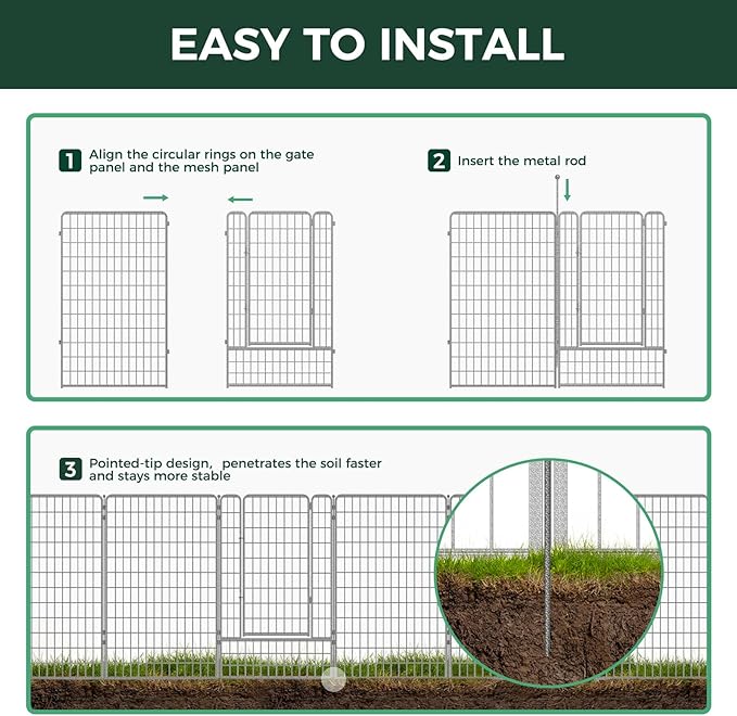 FXW Garden Fence Outdoor for The Yard – 50in x 20.8ft Heavy Duty Metal Animal - Image 5