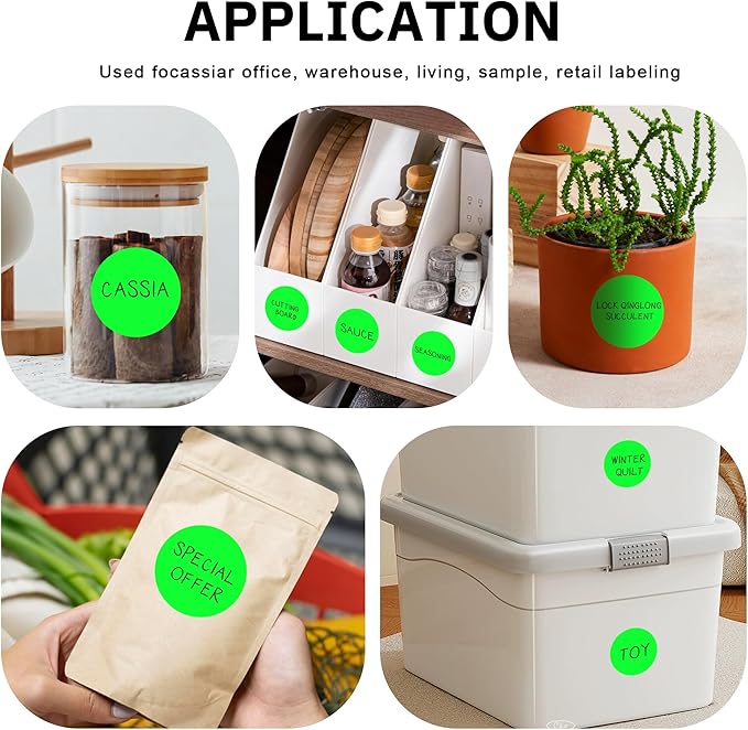 2 Inch Fluorescent Green Circle Sticker Labels, Organizing - Image 7