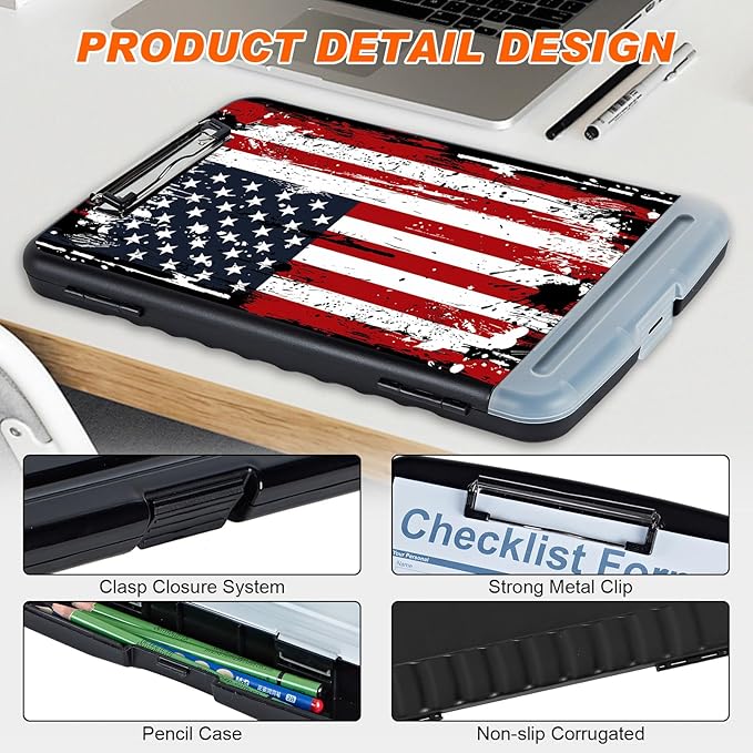Side Opening Clipboard with Storage and Pen Holder, Heavy Duty Contractor Clip - Image 4