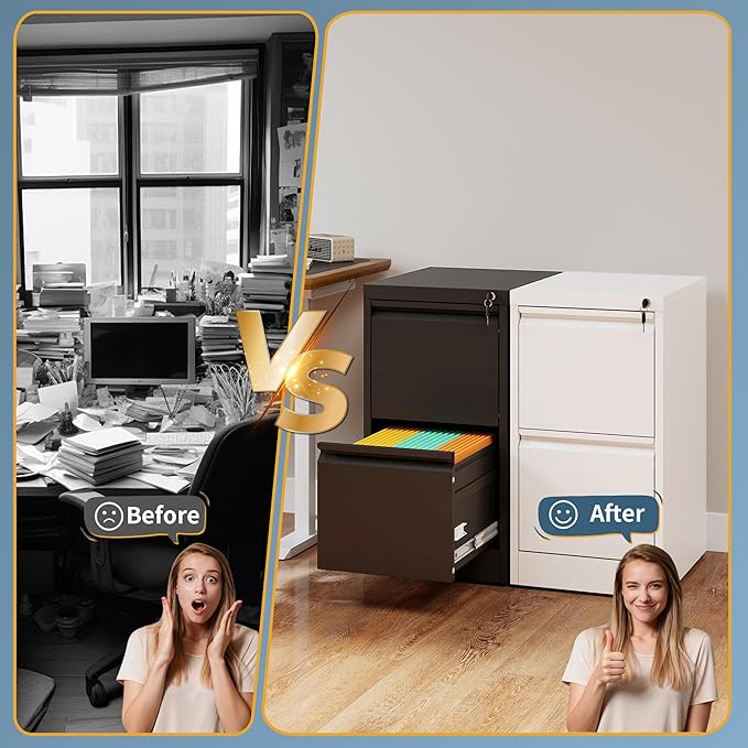 2 Drawer File Cabinet with Lock, Vertical Filing Cabinets - Image 7