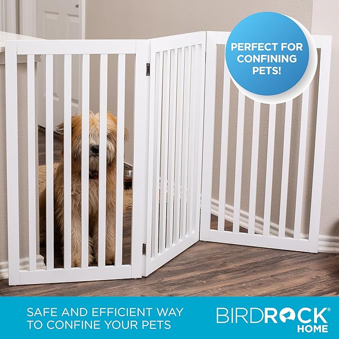 INTERNET'S BEST Dog Gate Indoor Freestanding Pet Barrier, Folding Wood Dog Fence - Image 5
