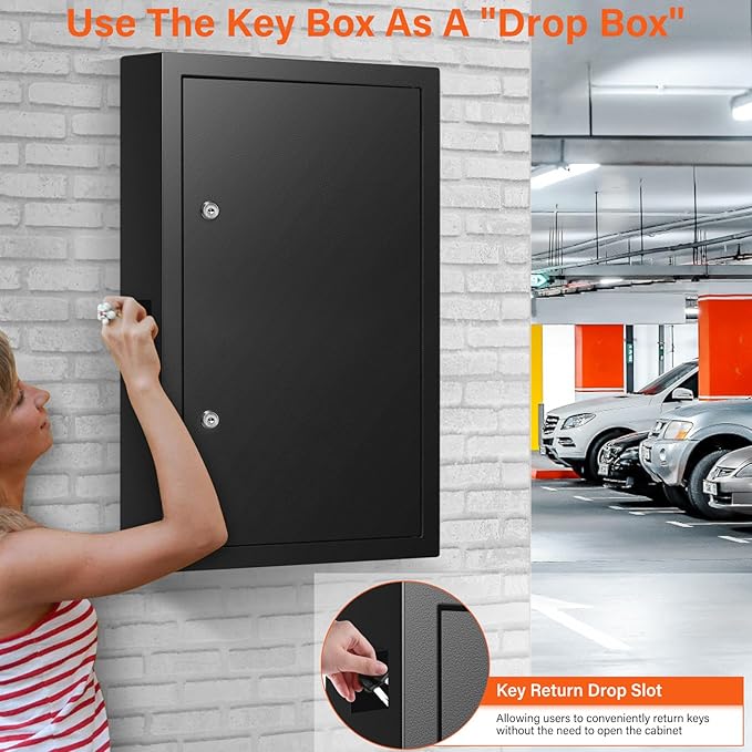 200 Keys Dual Lock Key Cabinet, Anti-Theft Key Lock Box - Image 7