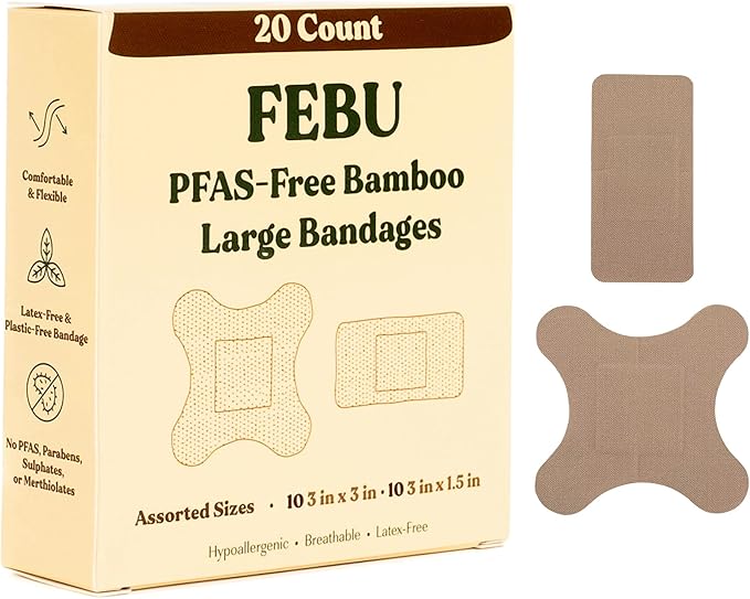 FEBU Eco-Friendly Large Bamboo Bandages | PFAS Free Bandages by FEBU