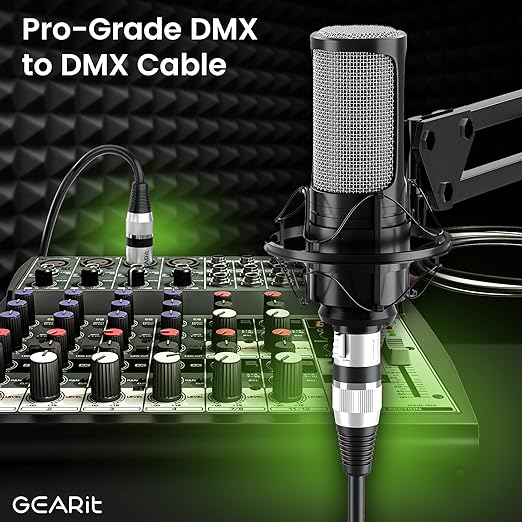 GEARit DMX to DMX Stage Lighting Cable DMX Male to Female 3-Pin Balanced - Image 2