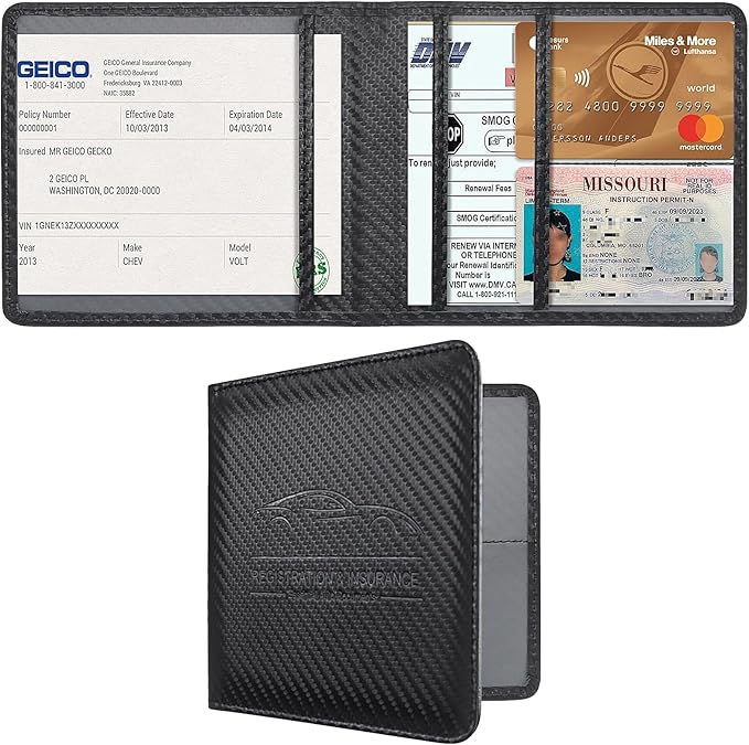Car Registration and Insurance Holder, Premium Pu Leather Vehicle Glove Box by Miunice