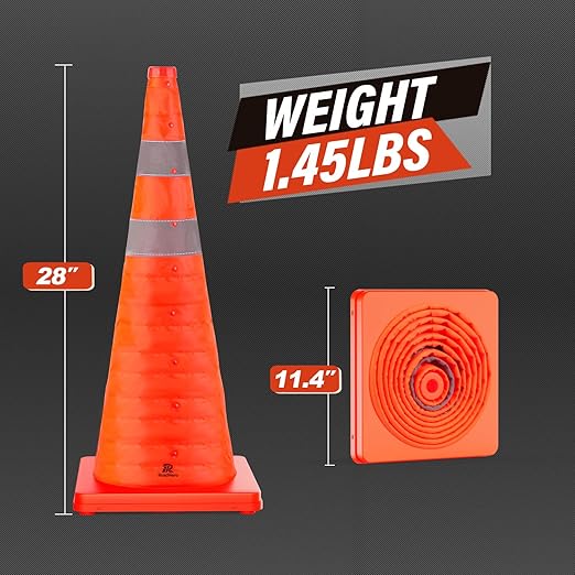 RoadHero 28 Inch 1 Pack Collapsible Traffic Safety Cones, Parking Lots - Image 7
