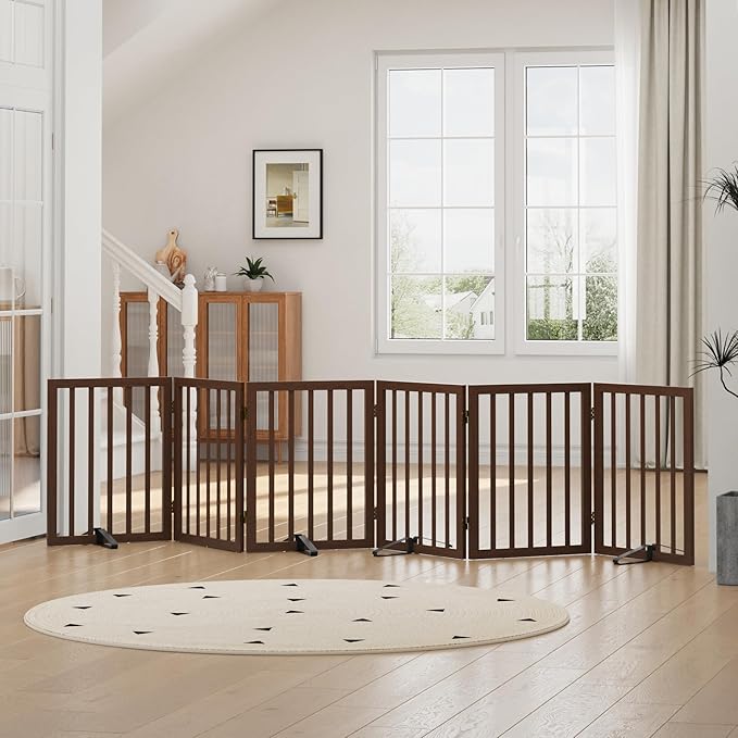 Dog Gates for Doorways, Freestanding Dog Gate Indoor, Foldable Pet Gates for by Algherohein
