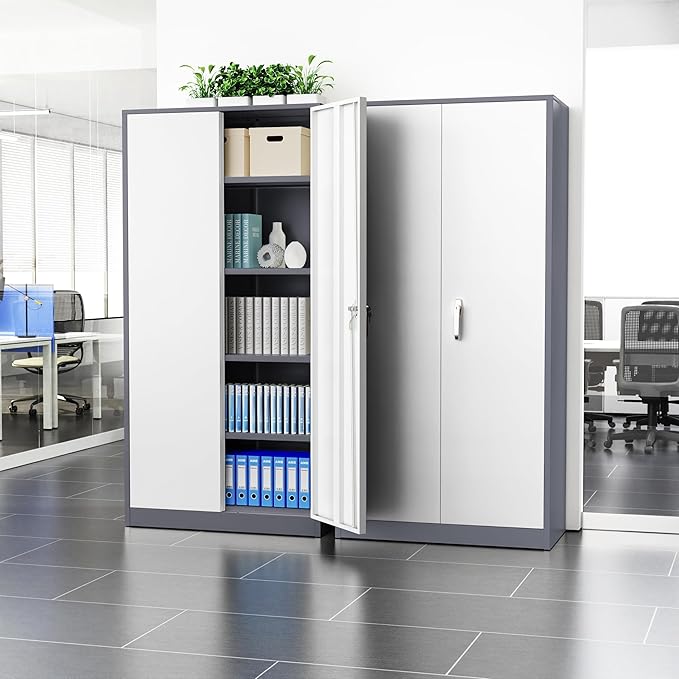 Crownland 72" Metal Storage Cabinet, Lockable Garage Cabinets, High Office - Image 8