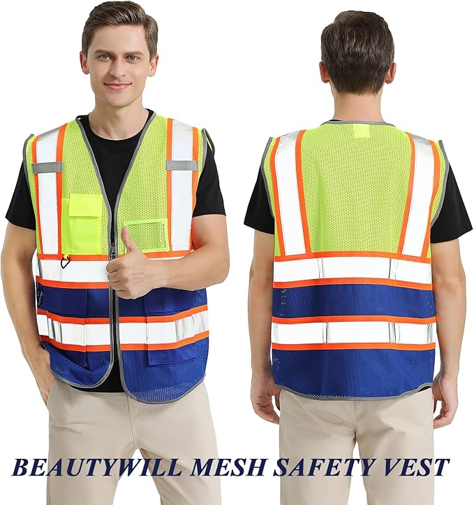 BeautyWill Custom Logo Safety Vest Class 2 High Visibility Reflective Vest - Image 5