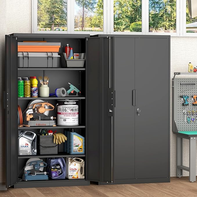 72" H Metal Garage Cabinet, Metal Lockable Storage Cabinet - Image 8