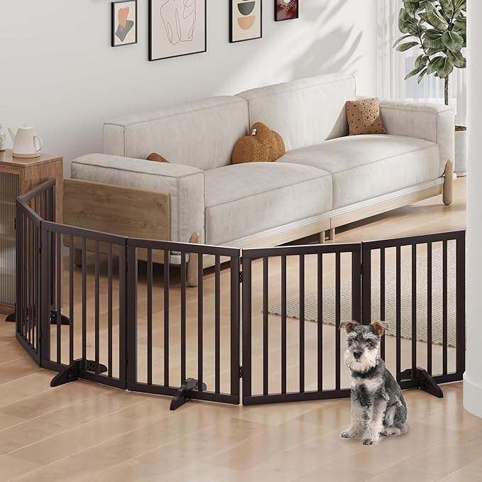 Brown Freestanding Foldable Pet Gate - Image 8