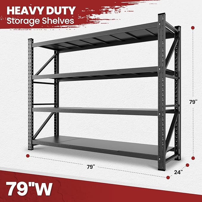 79" Wide Storage Shelves, 7000LBS Garage Shelving Heavy Duty, Standing Shelf - Image 2
