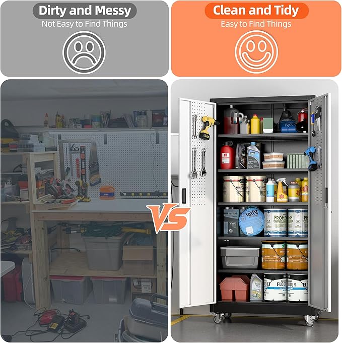 Aobabo Upgrade 71H''*34''W*18''D Metal Garage Storage Cabinet - Image 6