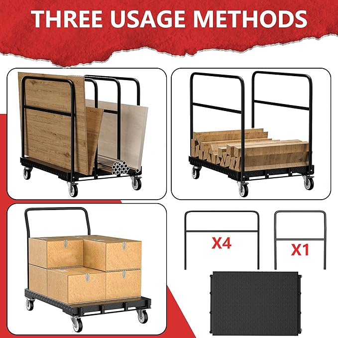 Drywall Cart, Heavy Duty Flatbed Carts and Panel Cart Dolly - Image 5