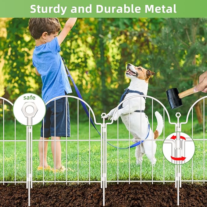Decorative Garden Fence 17in x 10ft, 10 Pack Metal No Dig Garden Fencing Animal - Image 4