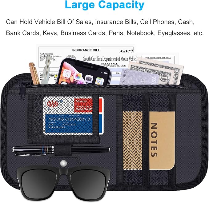 Car Sun Visor Organizer, Wisdompro Vehicle Interior Accessories Storage Pouch - Image 2