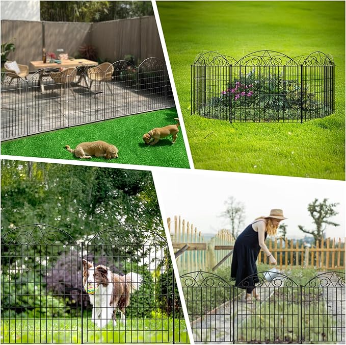 SUNLAX 10 Panels Garden Fence 20ft x 24in Metal No Dig Fence Animal Barrier - Image 7