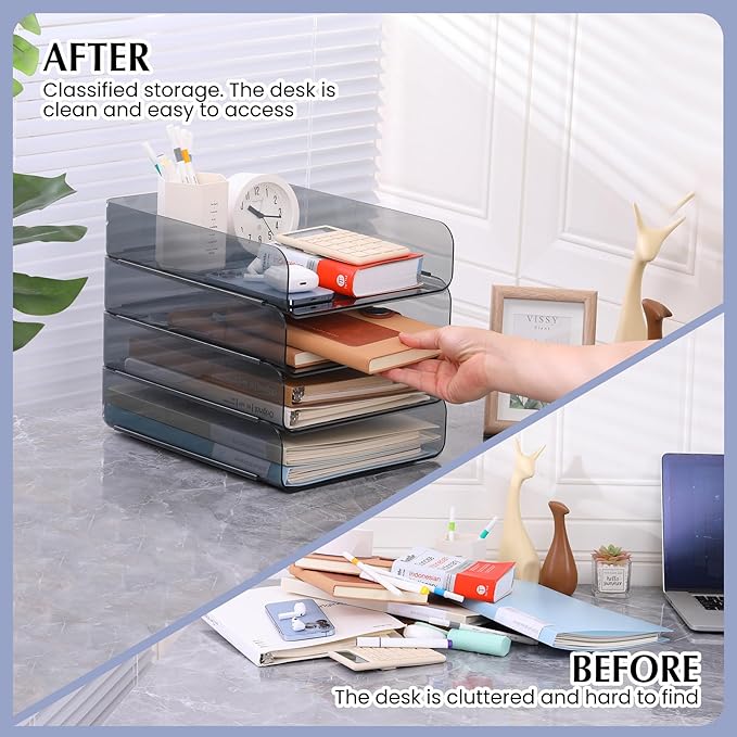 2 Pack Stackable Paper Tray Organizer, Office Organizer and Storage - Image 8
