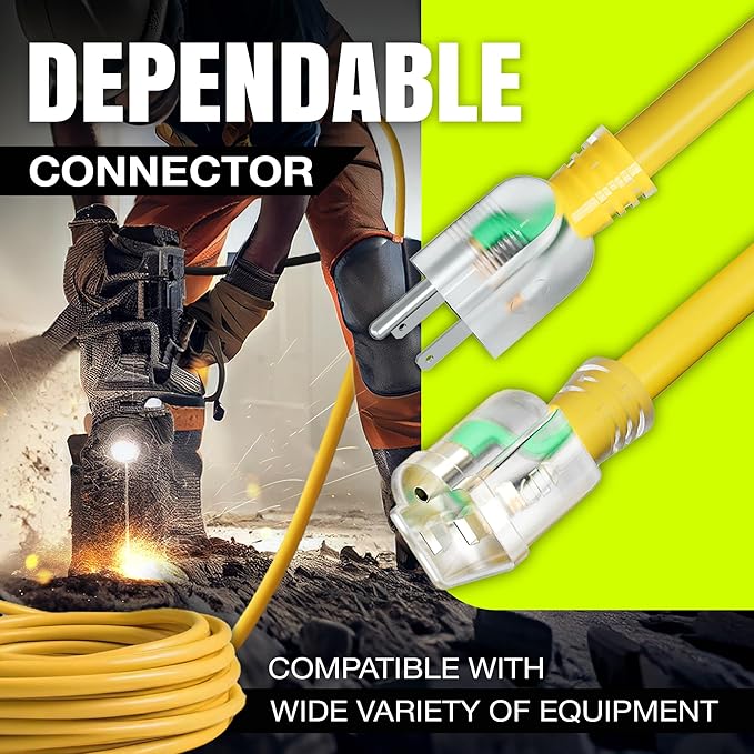 3ft Outdoor/Indoor Extension Cord 12/3 Gauge Extra Heavy Duty 3 Prong SJTW - Image 4