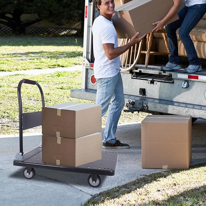 Hand Cart 660 lbs, Push Cart Dolly Black, Capacity Platform Truck Foldable - Image 7