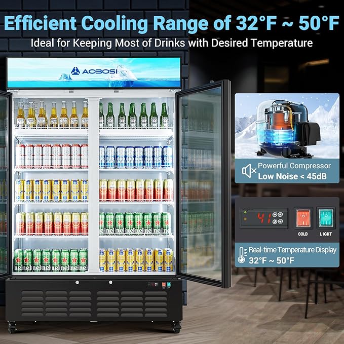 AAOBOSI Commercial Merchandiser Refrigerator, 36.8 Cu.Ft Glass Door Display - Image 5