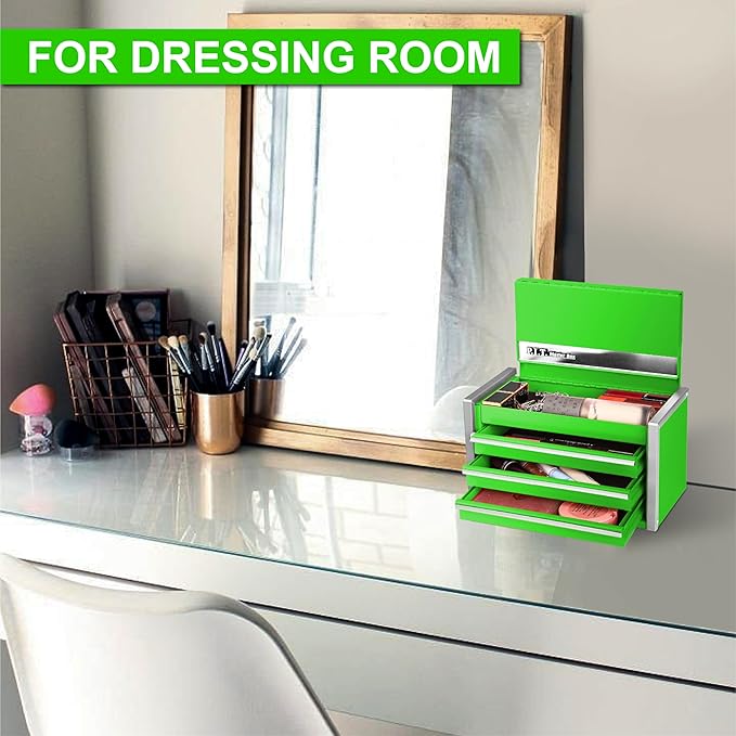 P.I.T. Mini Green Tool Box, Portable 3 Drawer Steel Stackable Tool Box - Image 5