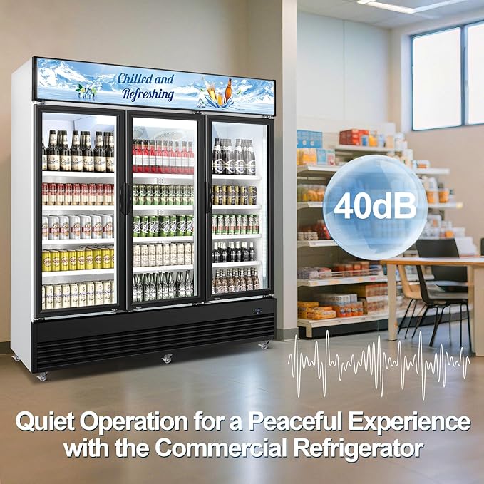 Tylza Commercial Refrigerator, Three Glass Door Display Beverage Fridge - Image 2